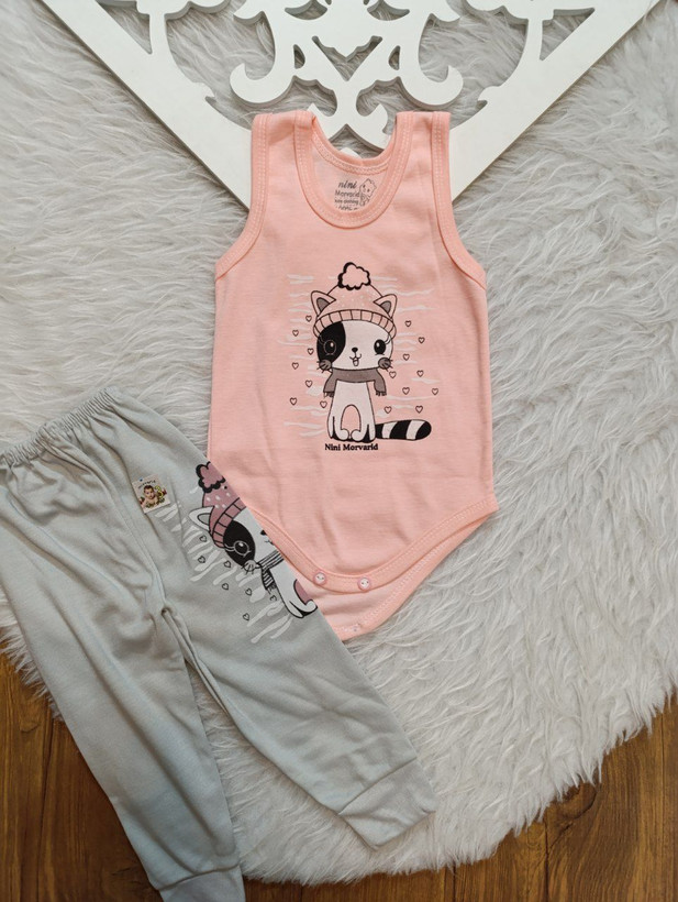 بادی و شلوار نوزادی رکابی زیر دکمه