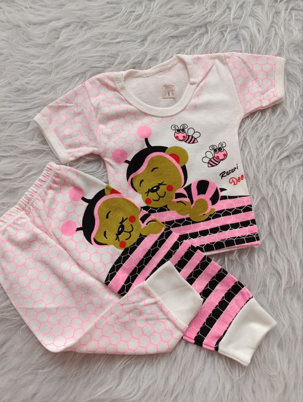 لباس نوزادی لطیف فانتزی و ضد حساسیت آستین کوتاه و شلوار
