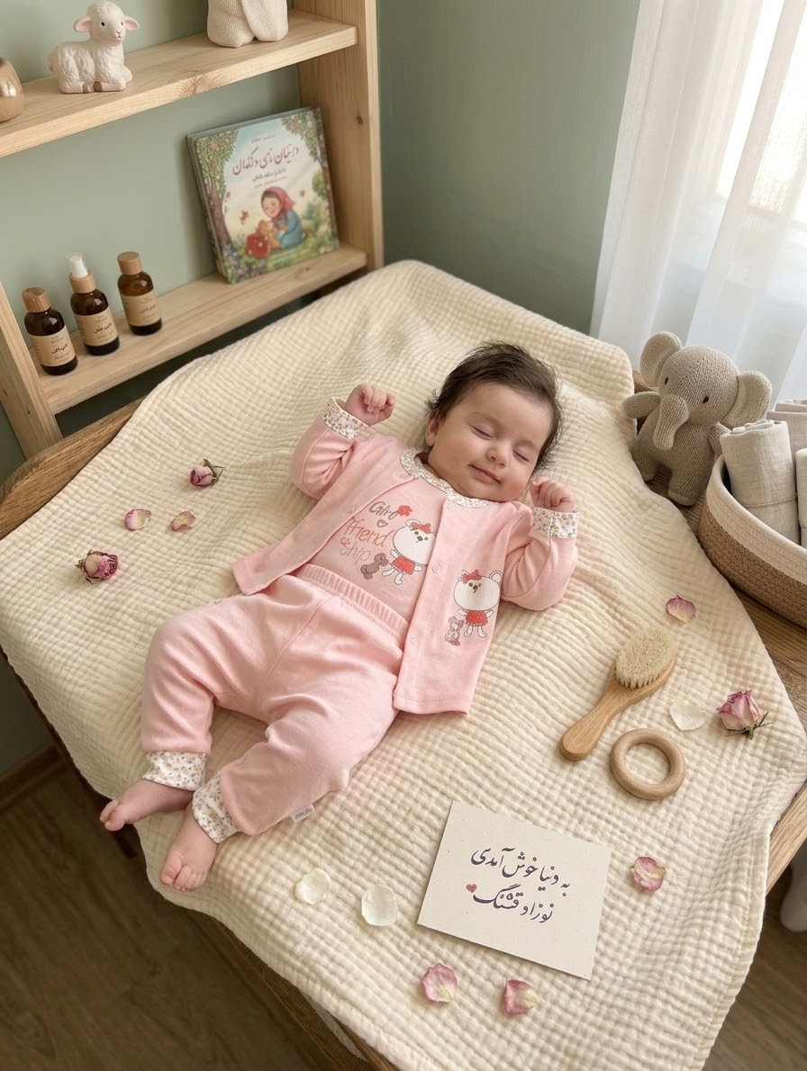 سه تیکه نوزادی پنبه اعلا سایز ۱ تا ۳ طرح دخترانه
